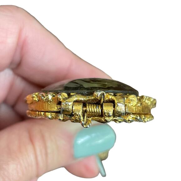 Vintage Max Factor Locket Pendant Necklace Gold Tone Solid Perfume Roses READ - Picture 9 of 11